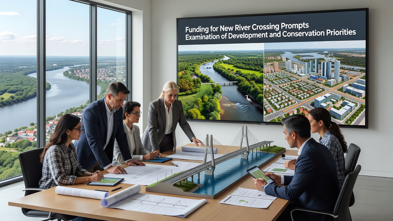Construction planning documents and environmental assessment maps spread across a work table during project review meetings